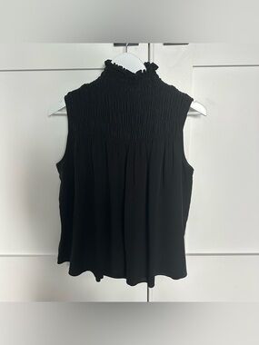 FRAME Silk Sleeveless Smocked Blouse